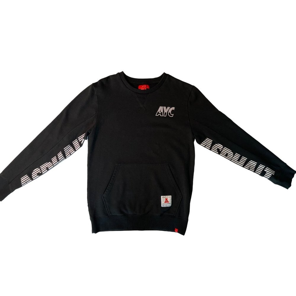 AYC Asphalt Yacht Club Crewneck Sleeve Spell Out Sweatshirt Black Men’s Sz. S